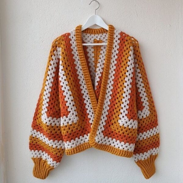 Orange Crochet Cardigan